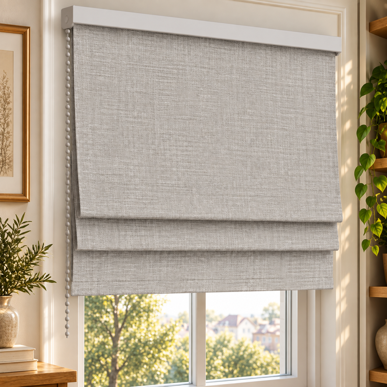 Black and White Roman Shade Set 3D Model 4