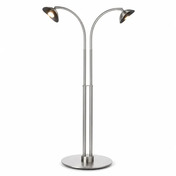 Silver Twin-Arc Street Light – Black Bell Shades 3D Model