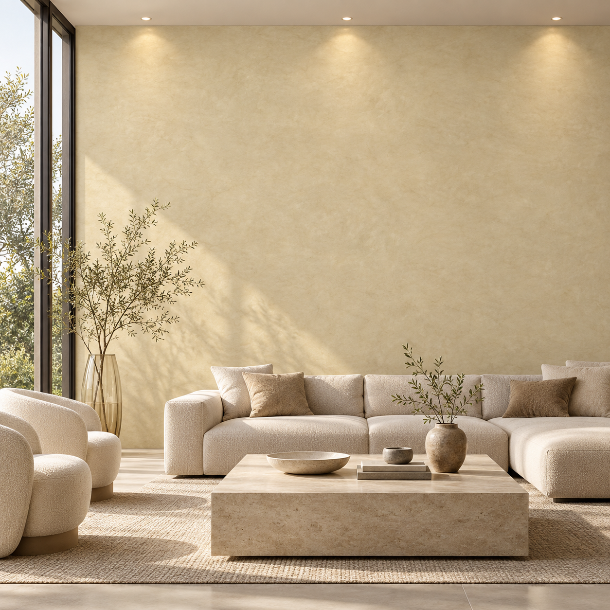 Muted Sand Yellow Clouded Plaster Texture 2