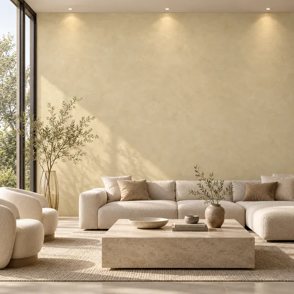 Muted Sand Yellow Clouded Plaster Texture back