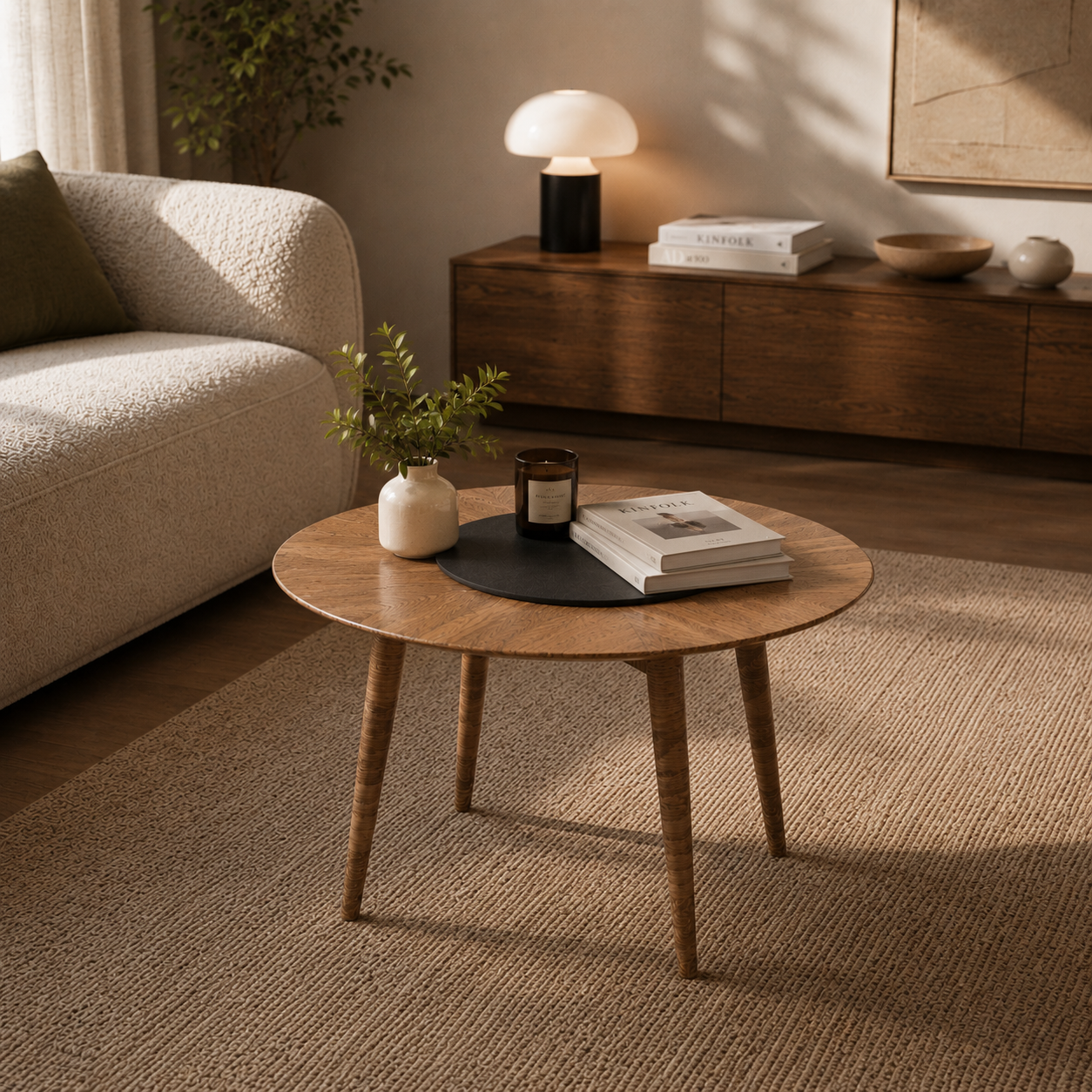 Round Wood Table – Black Center Disc 3D Model 2