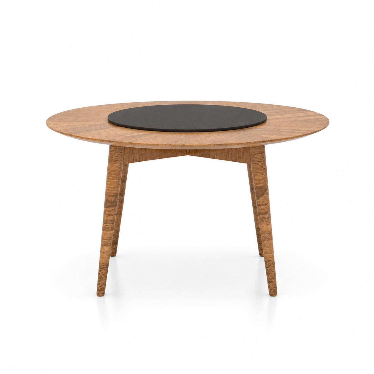 Round Wood Table – Black Center Disc 3D Model 3
