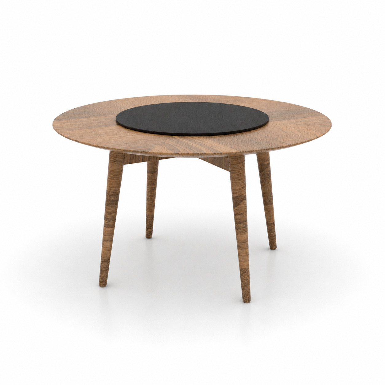 Round Wood Table – Black Center Disc 3D Model 1