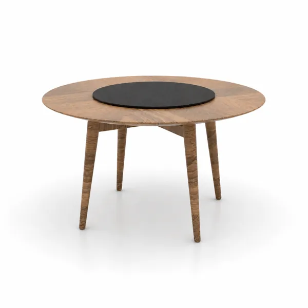Round Wood Table – Black Center Disc 3D Model