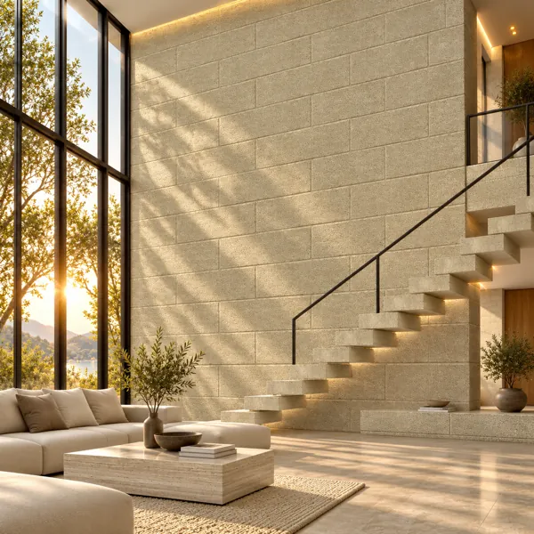 Light Golden Sand Rough Staggered Concrete Block Texture back