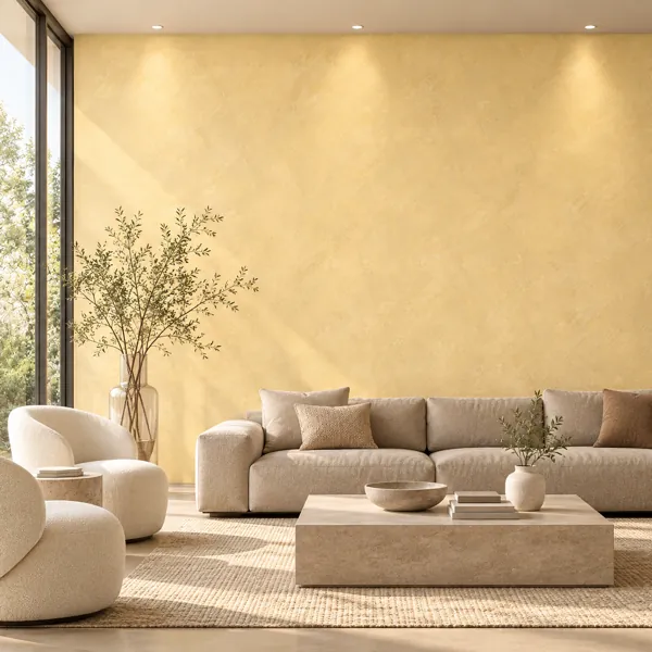 Pale Butter Yellow Clouded Plaster Texture back