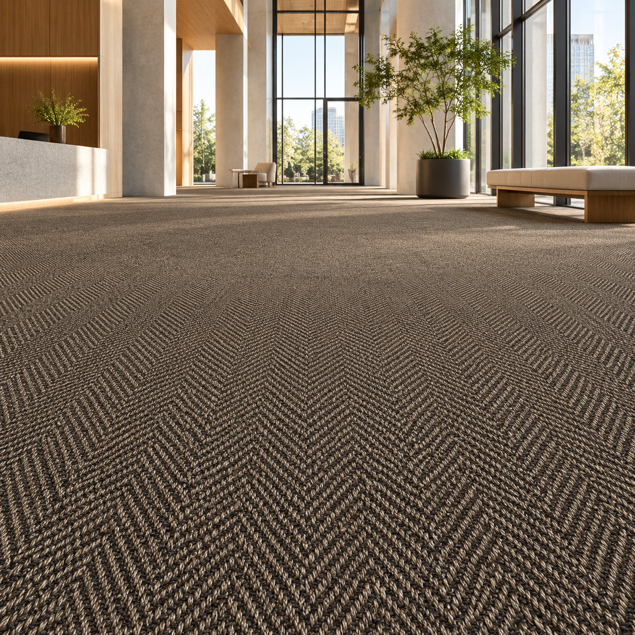Charcoal Brown Herringbone Woven Carpet Texture 2