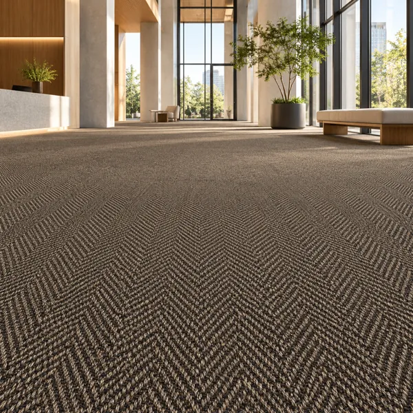 Charcoal Brown Herringbone Woven Carpet Texture back