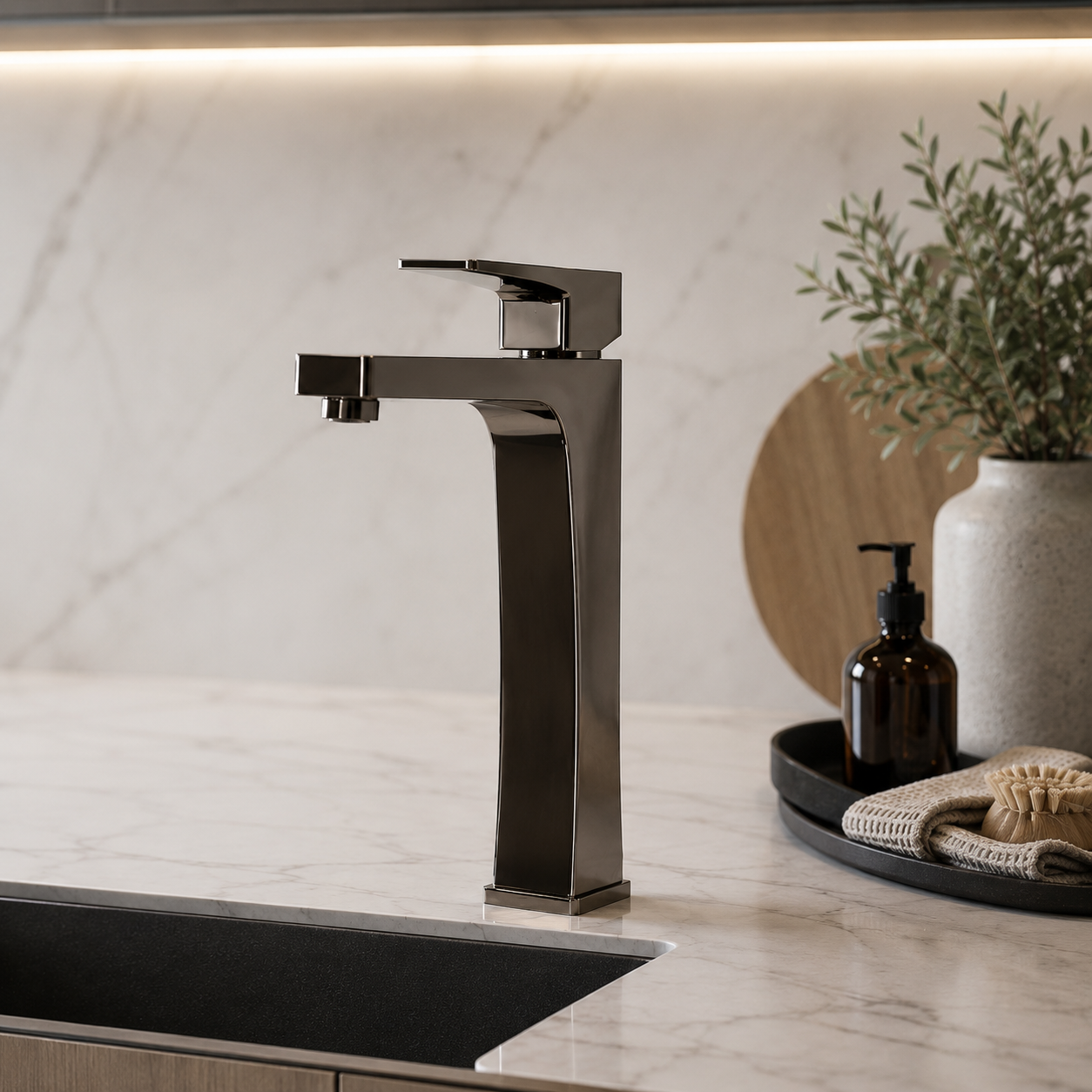 Bronze Square Modern Kitchen Faucet 3D Model 3