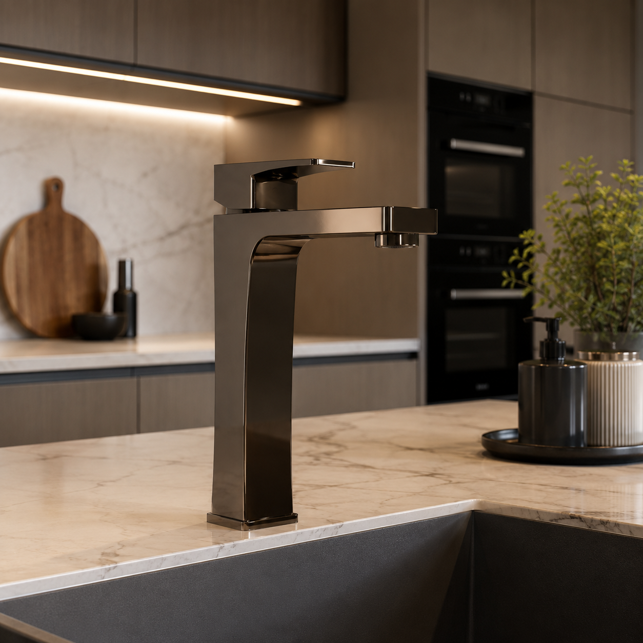Bronze Square Modern Kitchen Faucet 3D Model 2