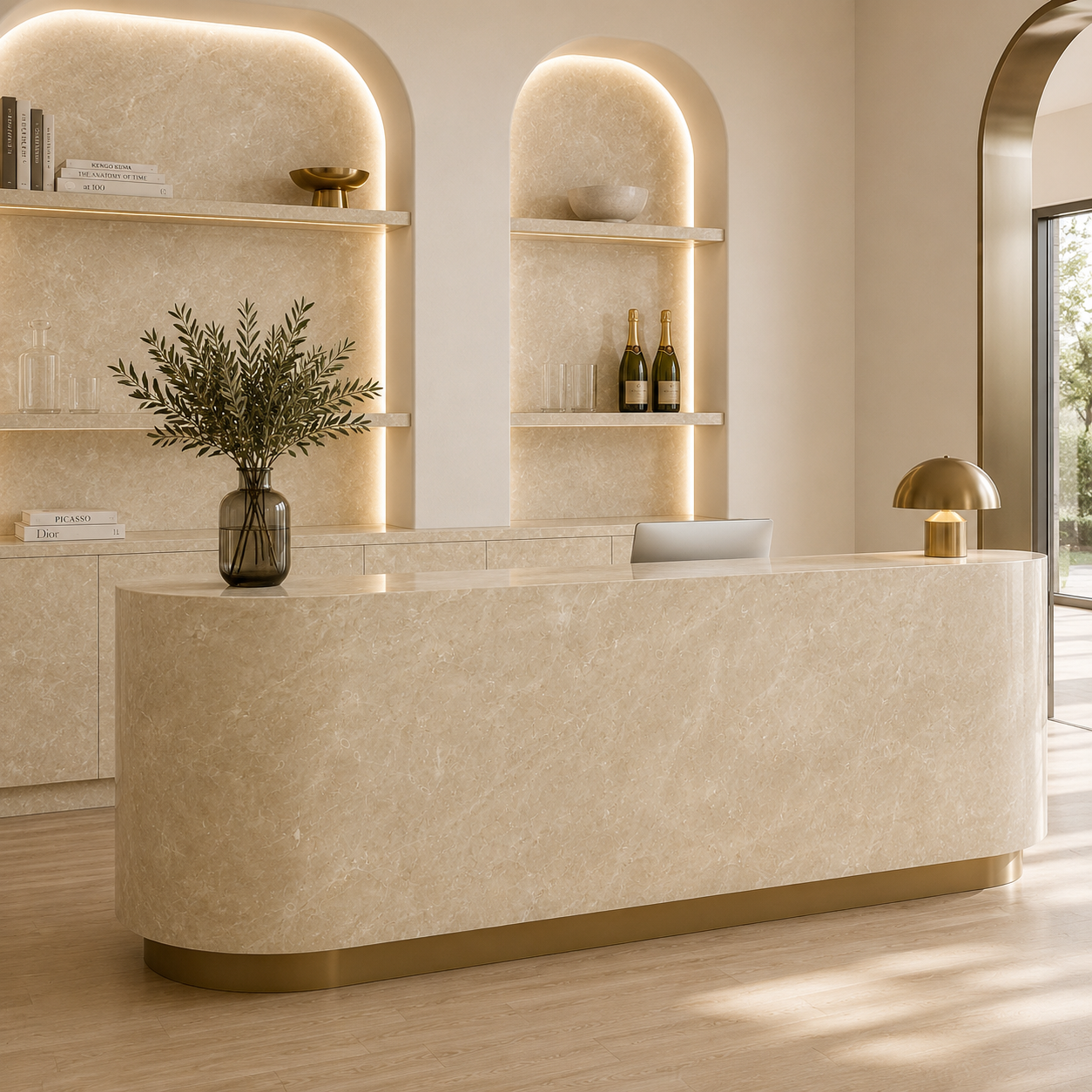 Warm Beige Marble Texture – Fine White Hairline Veins 2