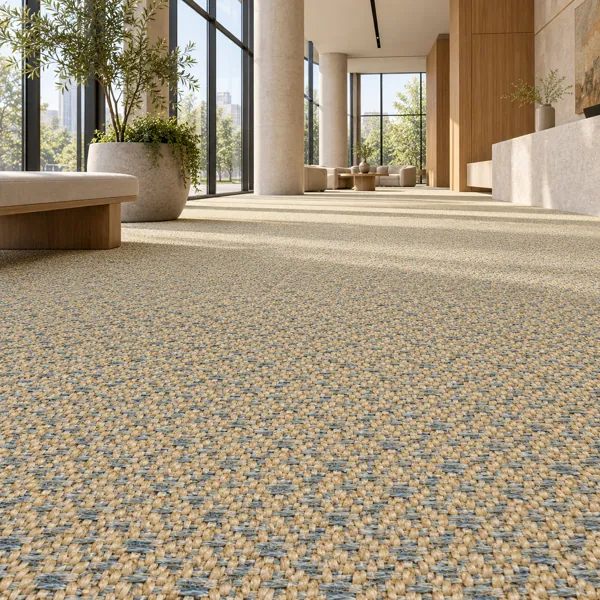 Sand Beige Blue Gray Cross Weave Carpet Texture back