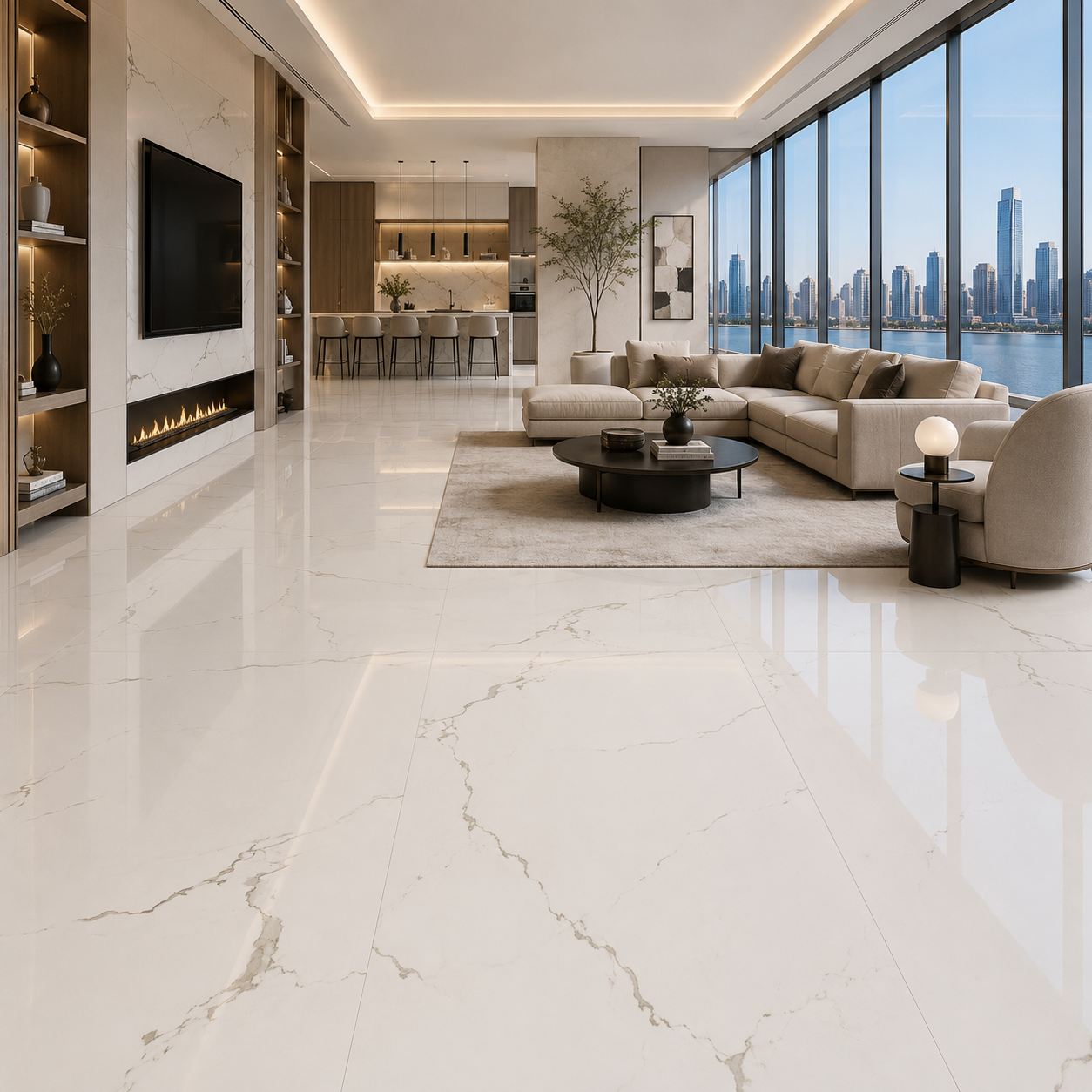 Ivory Ceramic Texture – Sparse Warm Gray Veins Texture 2