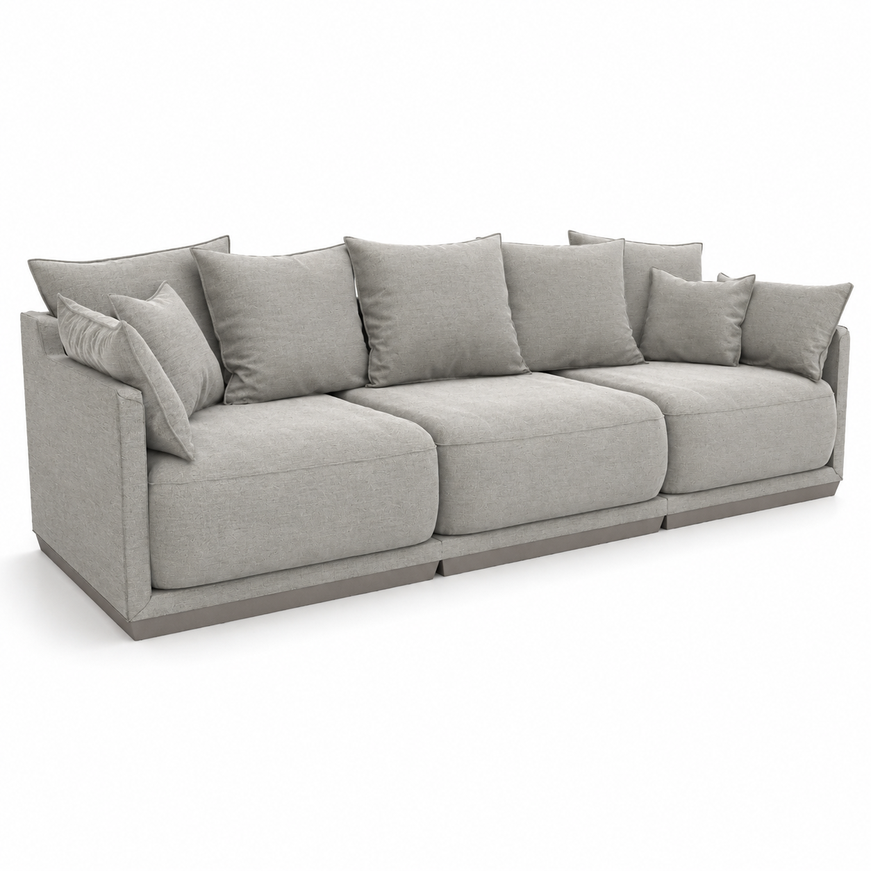 Light Greige Modular Sofa – Oversized Layered Cushions 3D Model 1