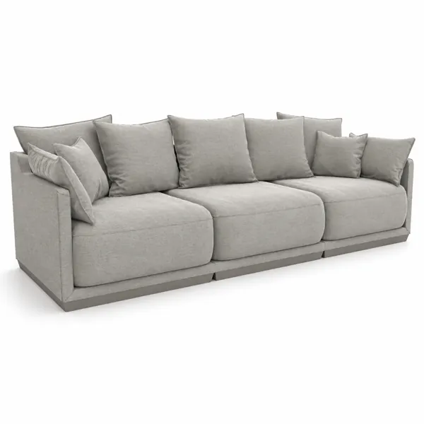 Light Greige Modular Sofa – Oversized Layered Cushions 3D Model