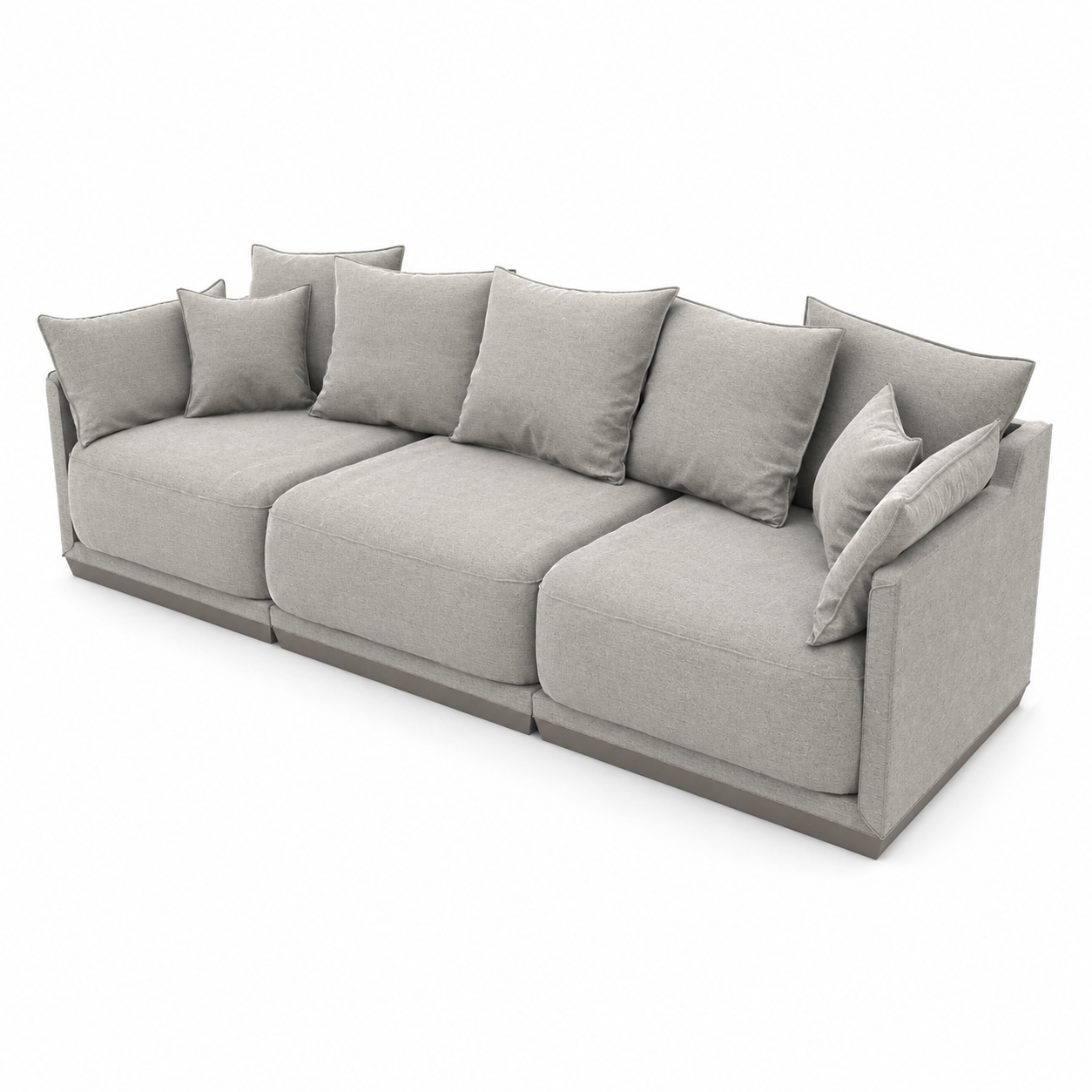Light Greige Modular Sofa – Oversized Layered Cushions 3D Model 3