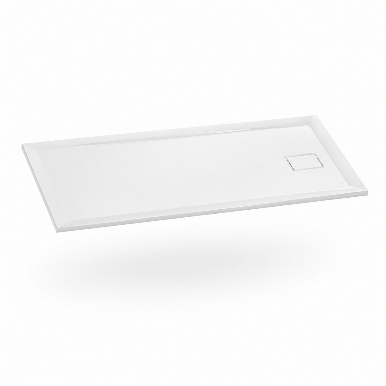 Minimalist Rectangular Bathtub Base – White Low-Profile Rim 3D Model 1