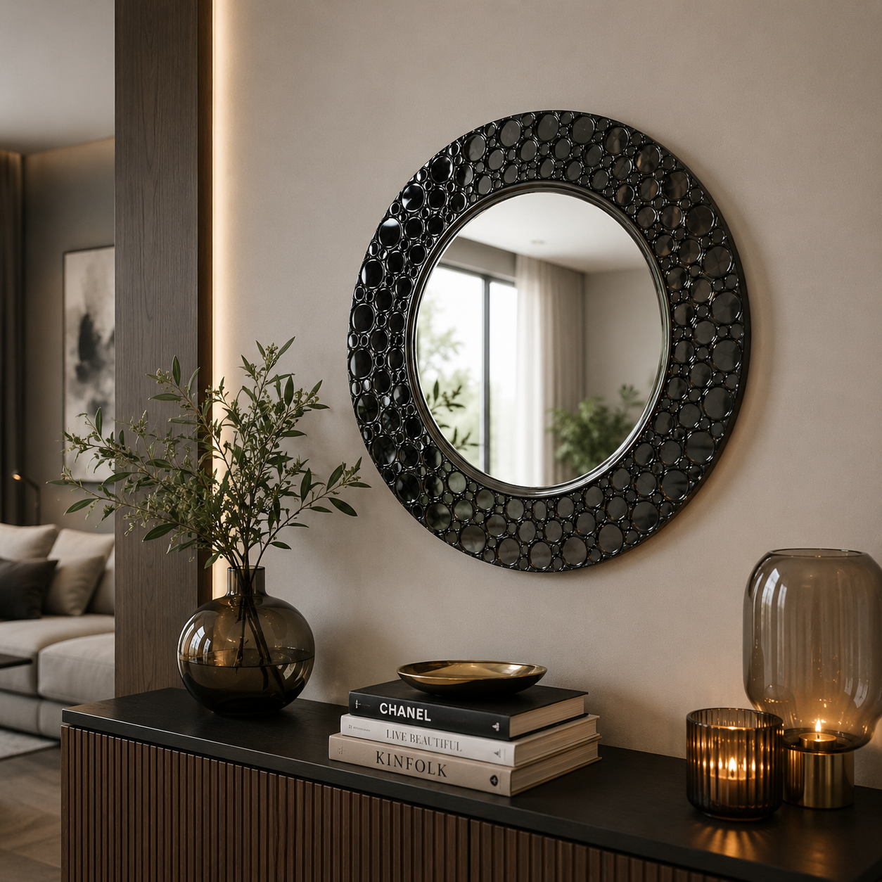 Round Wall Mirror – Black Bubble Circle Frame 3