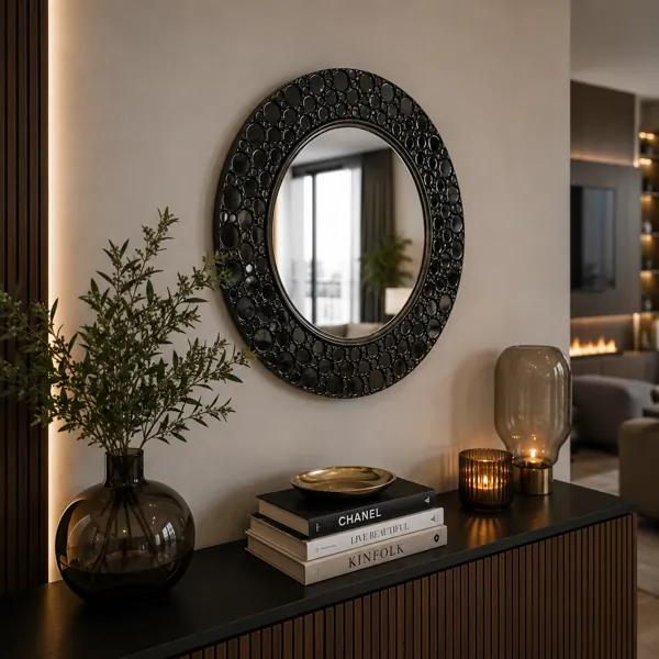 Round Wall Mirror – Black Bubble Circle Frame back