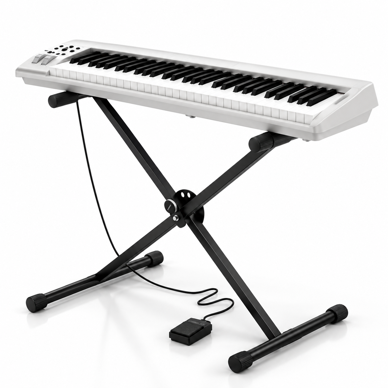 White Electronic Keyboard with Stand 3D Model 3