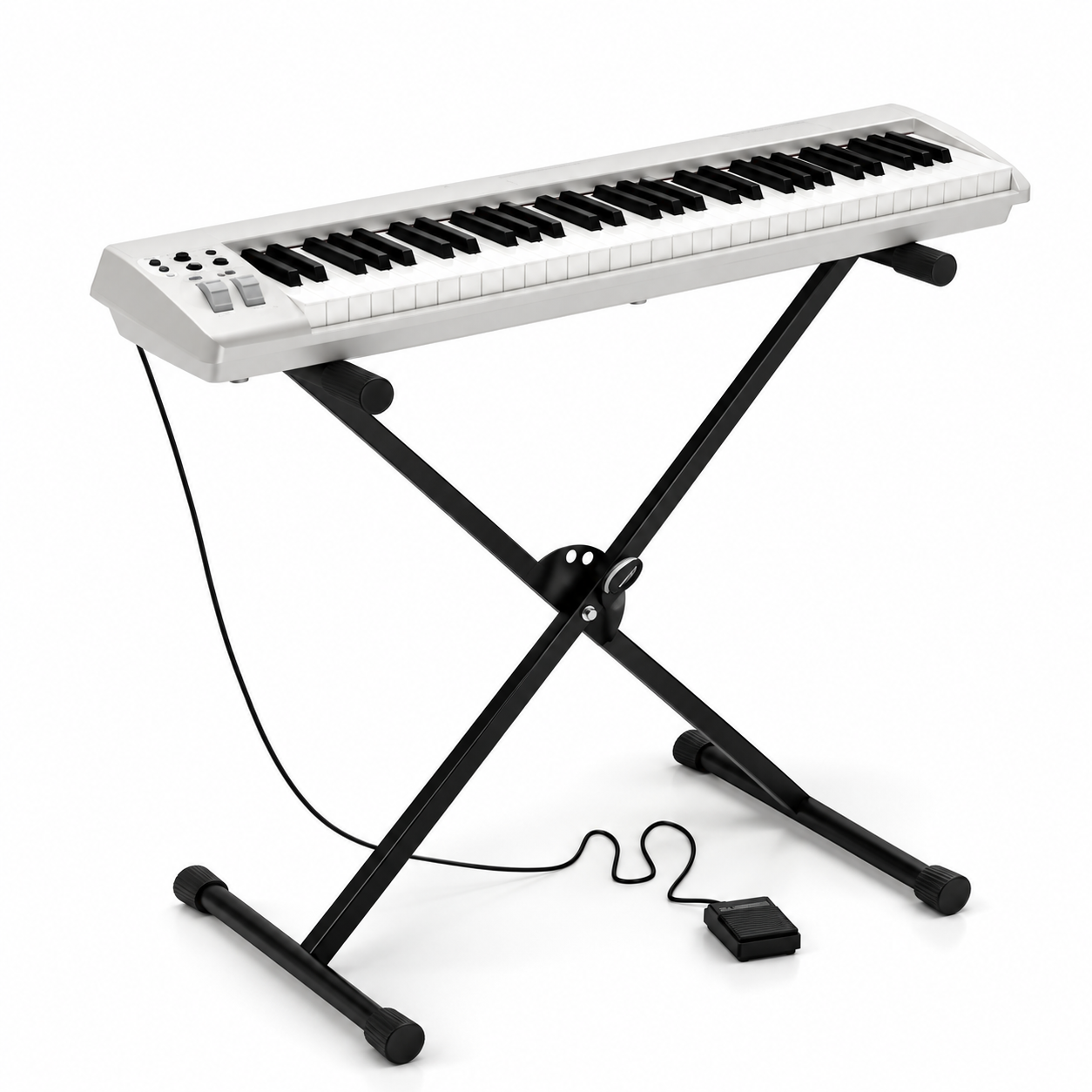 White Electronic Keyboard with Stand 3D Model 1