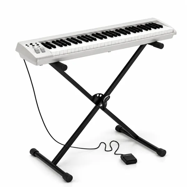White Electronic Keyboard with Stand 3D Model