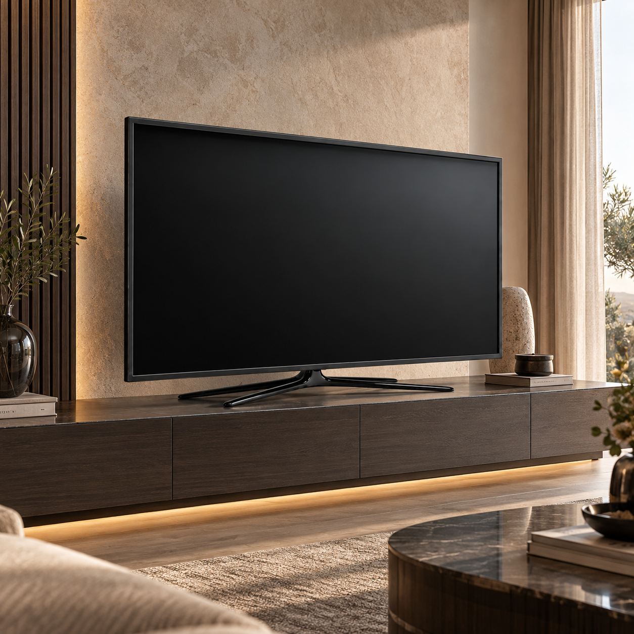 Black Slim Bezel Flat Screen TV 3D Model 4