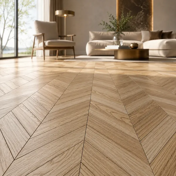 Light Oak Chevron Parquet Texture – Warm Beige Grain back