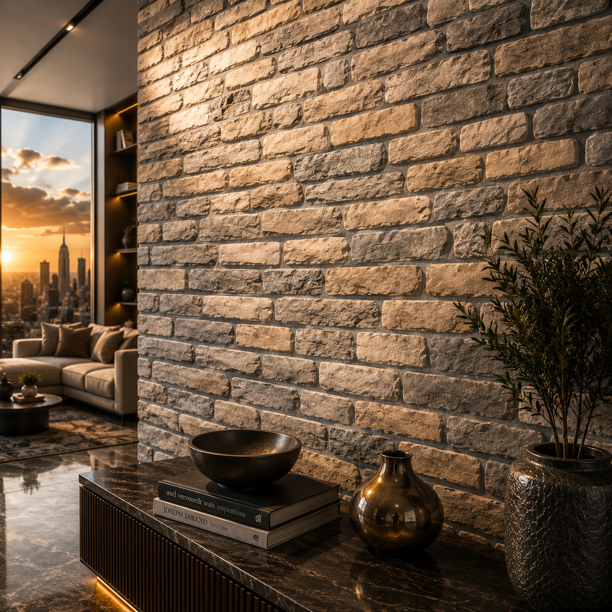 Rustic Chiseled Surface Beige Stone Brick Texture 2