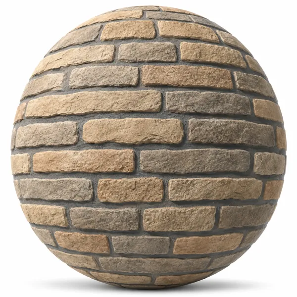 Rustic Chiseled Surface Beige Stone Brick Texture