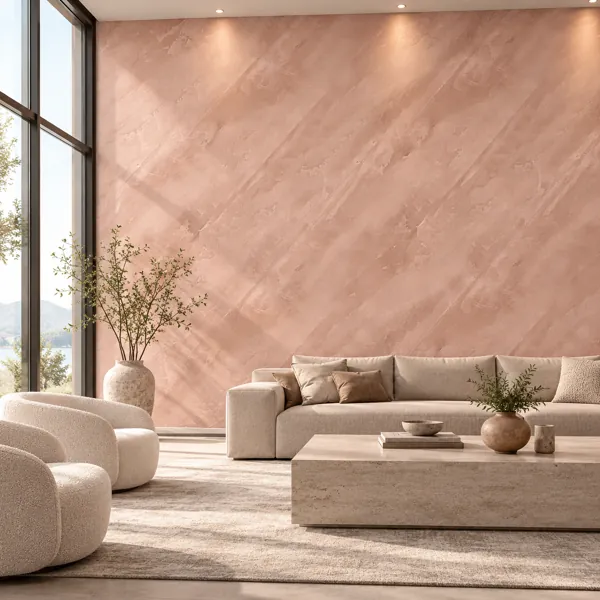 Soft Peach Pink Diagonal Trowel Plaster Texture back