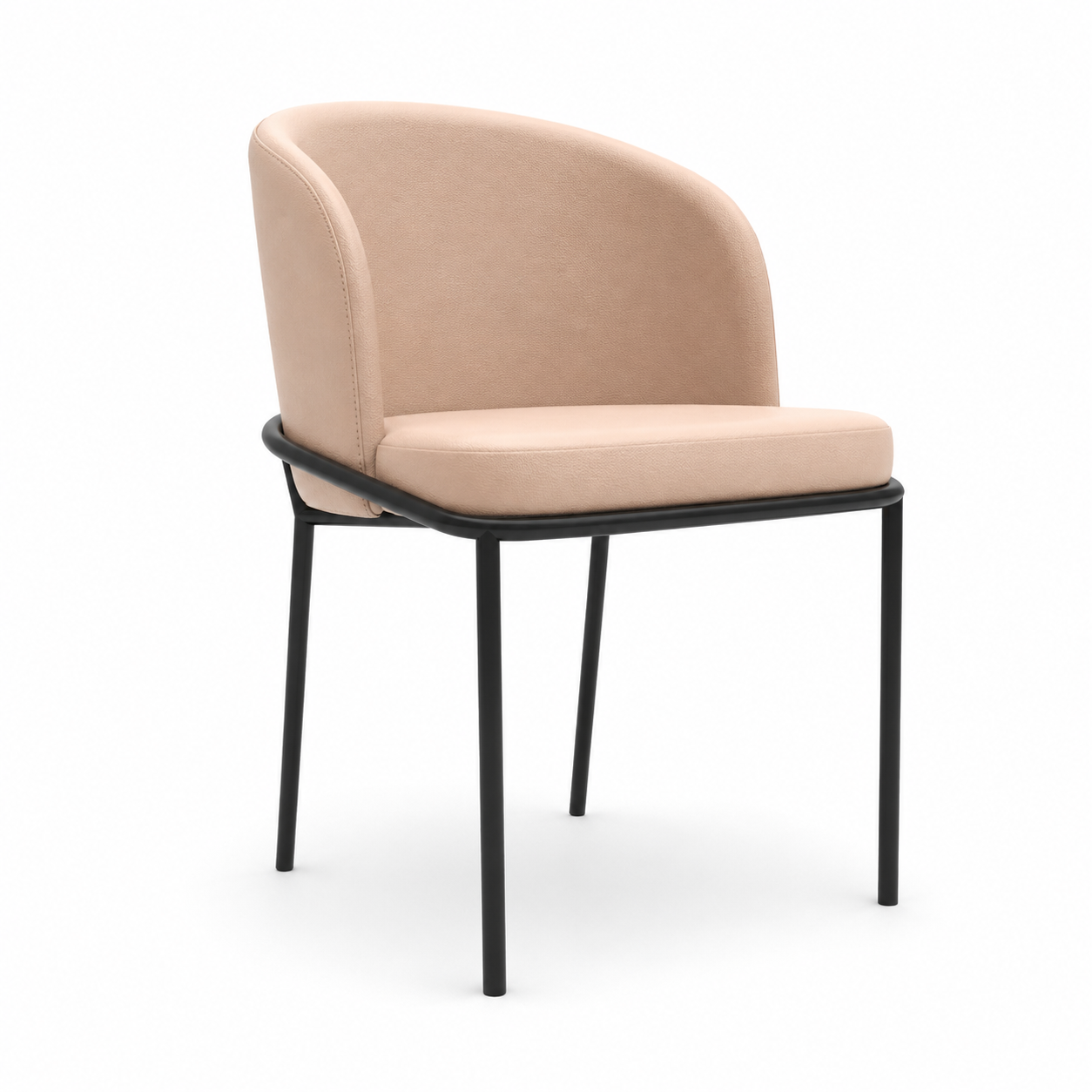 Blush Beige Velvet Curved Back Chair 3D Model 1