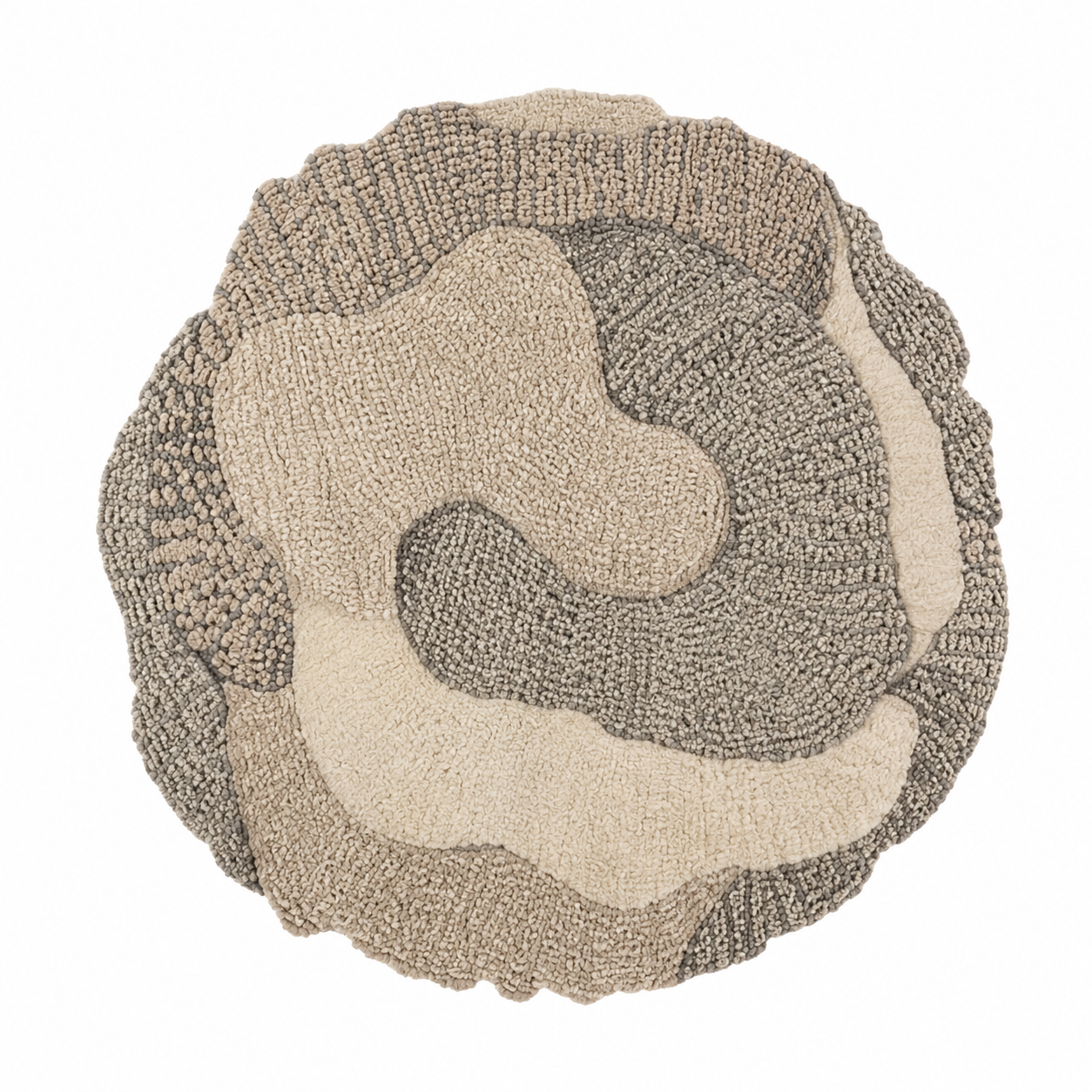 Organic Tufted Rug – Beige Gray Contour Islands 1