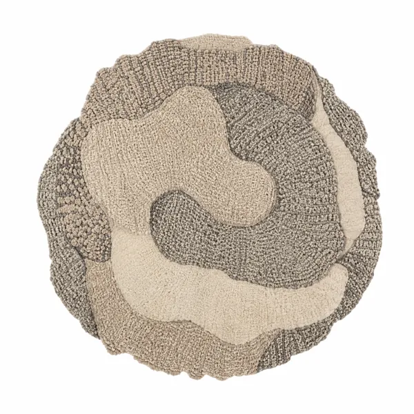 Organic Tufted Rug – Beige Gray Contour Islands