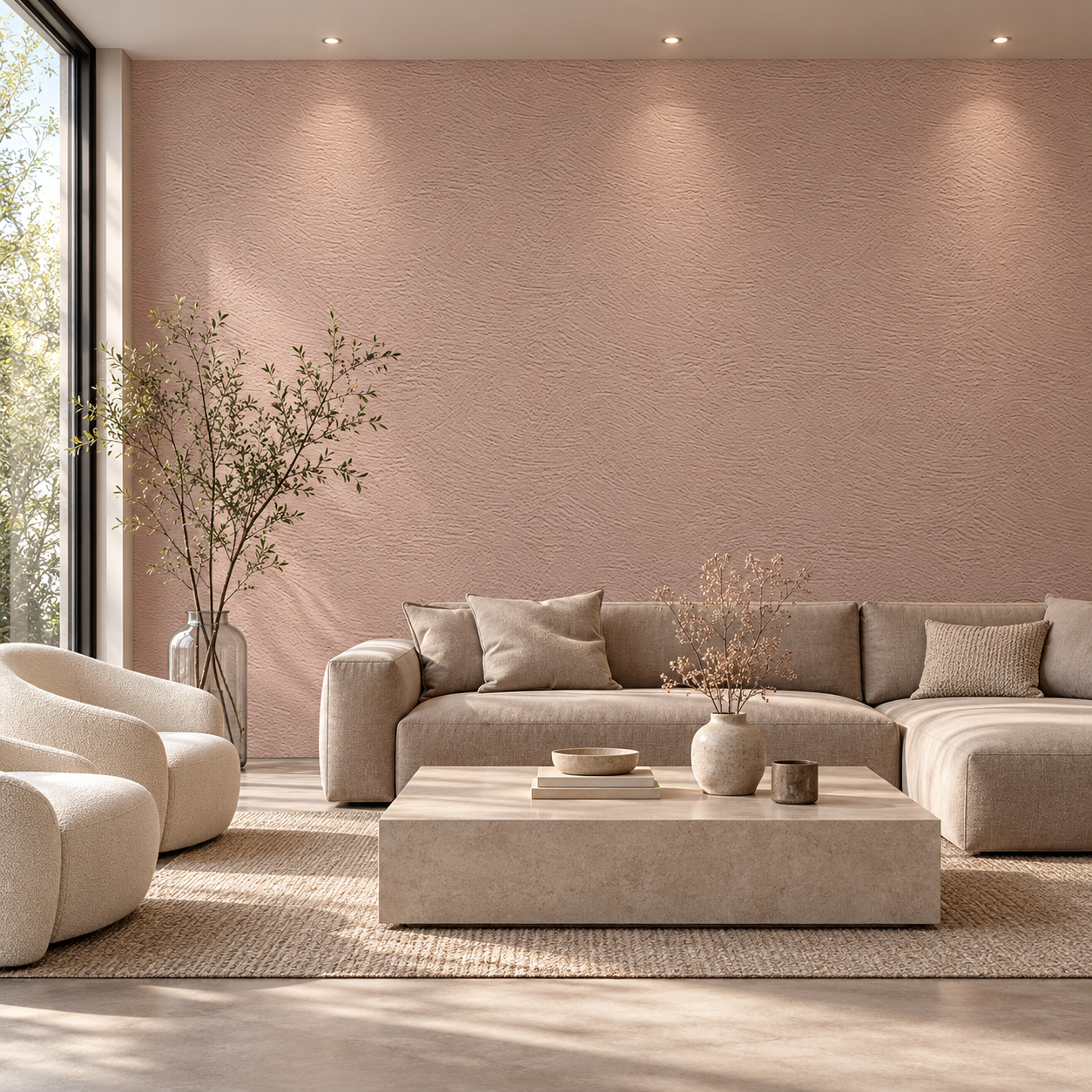 Dusty Rose Fine Swirl Plaster Texture 2