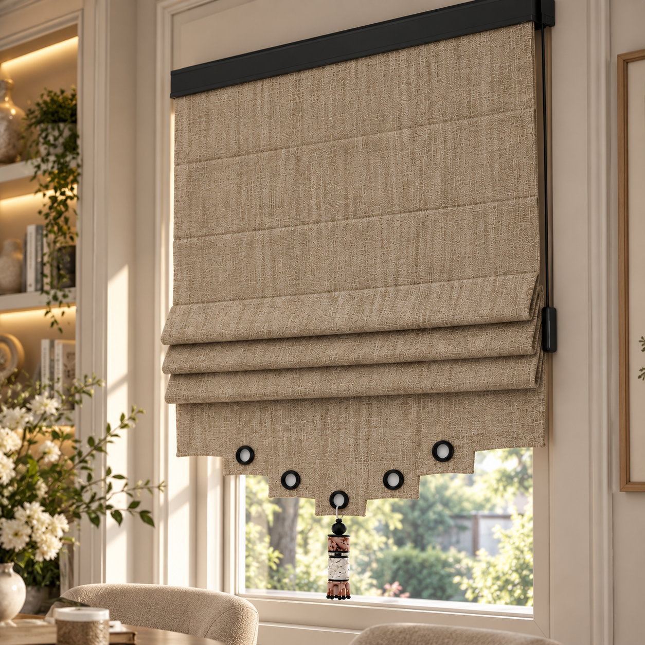 Decorative Beige Roman Shade 3D Model 4