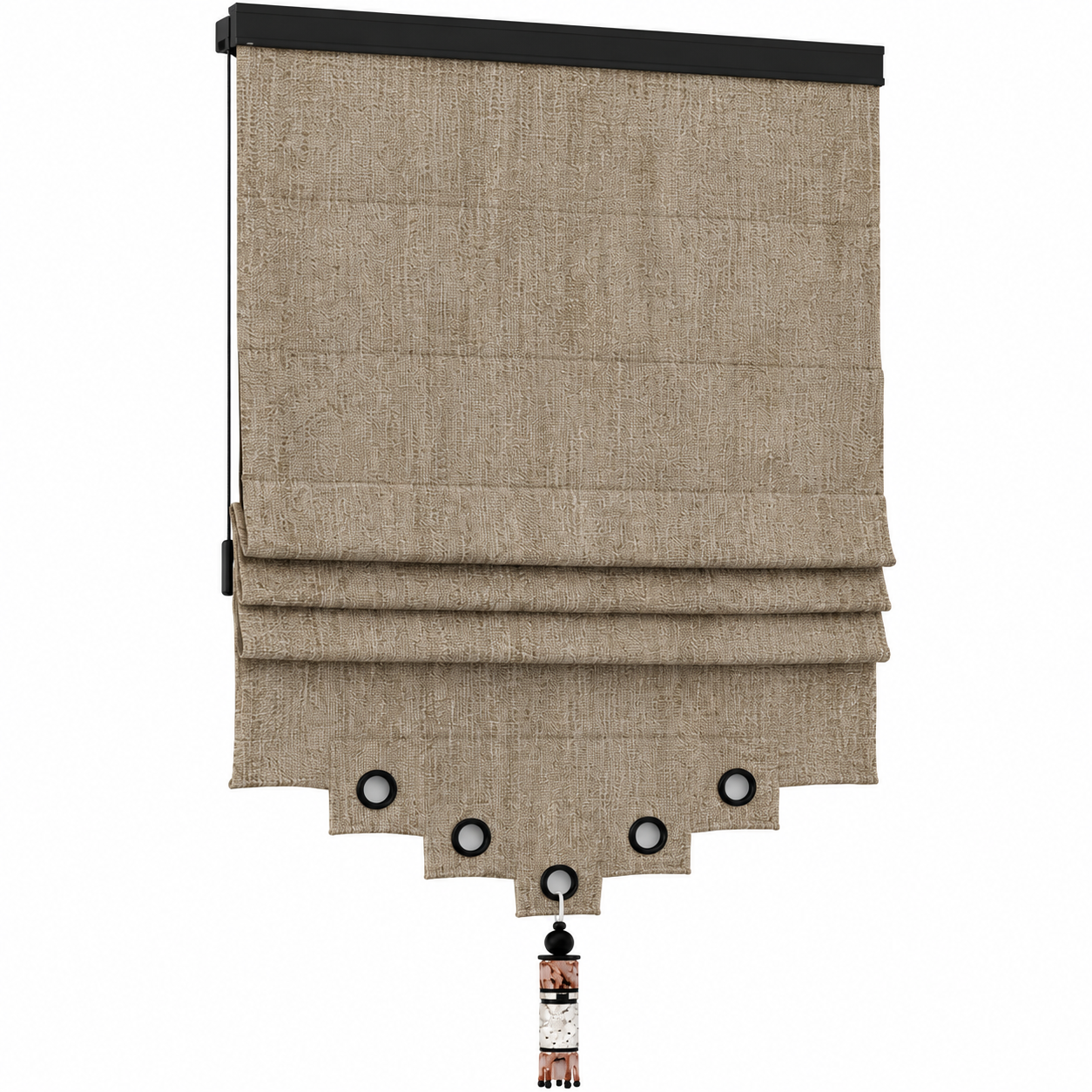 Decorative Beige Roman Shade 3D Model 3