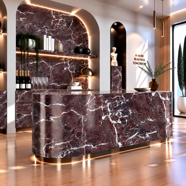 Deep Burgundy White Vein Marble Texture back