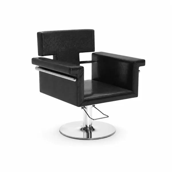 Black Salon Styling Chair – Chrome Round Base 3D Model