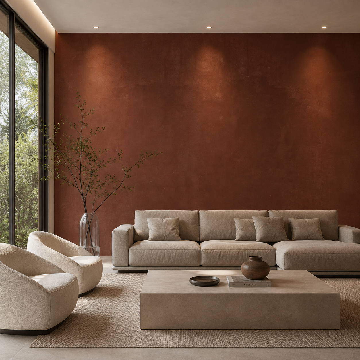 Deep Terracotta Brown Burnished Plaster Texture 2