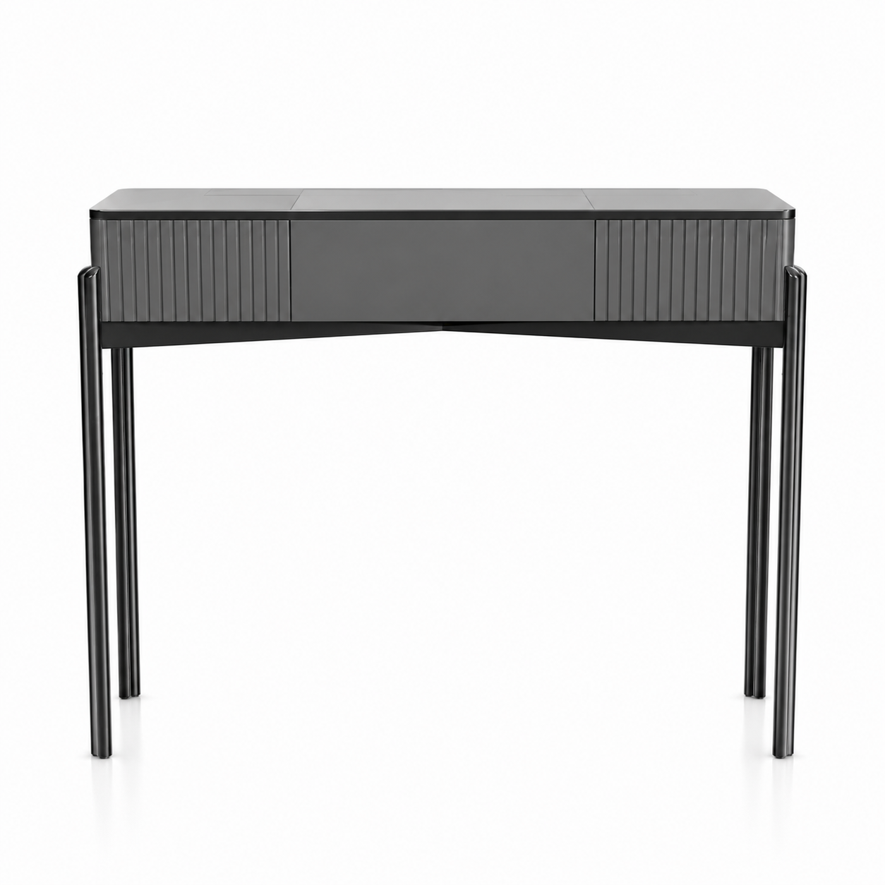 Charcoal Gray Bathroom Console – Fluted Front 3D Model 3