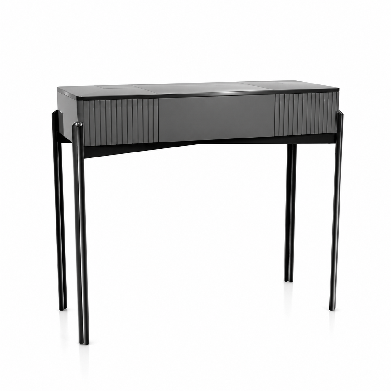 Charcoal Gray Bathroom Console – Fluted Front 3D Model 1