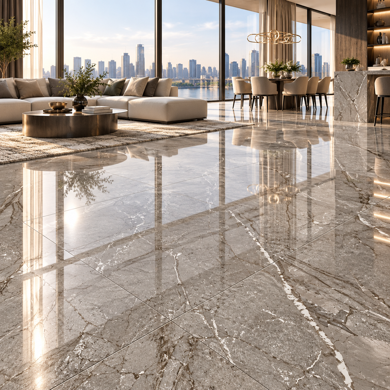 Warm Taupe Angular Vein Ceramic Texture 2