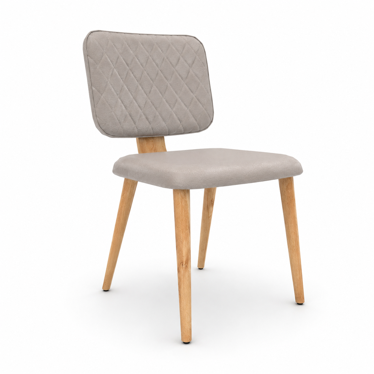 Light Beige Leather Chair with Diamond Quilted Back 3D Model 1