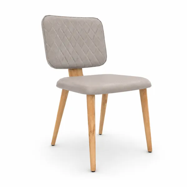 Light Beige Leather Chair with Diamond Quilted Back 3D Model