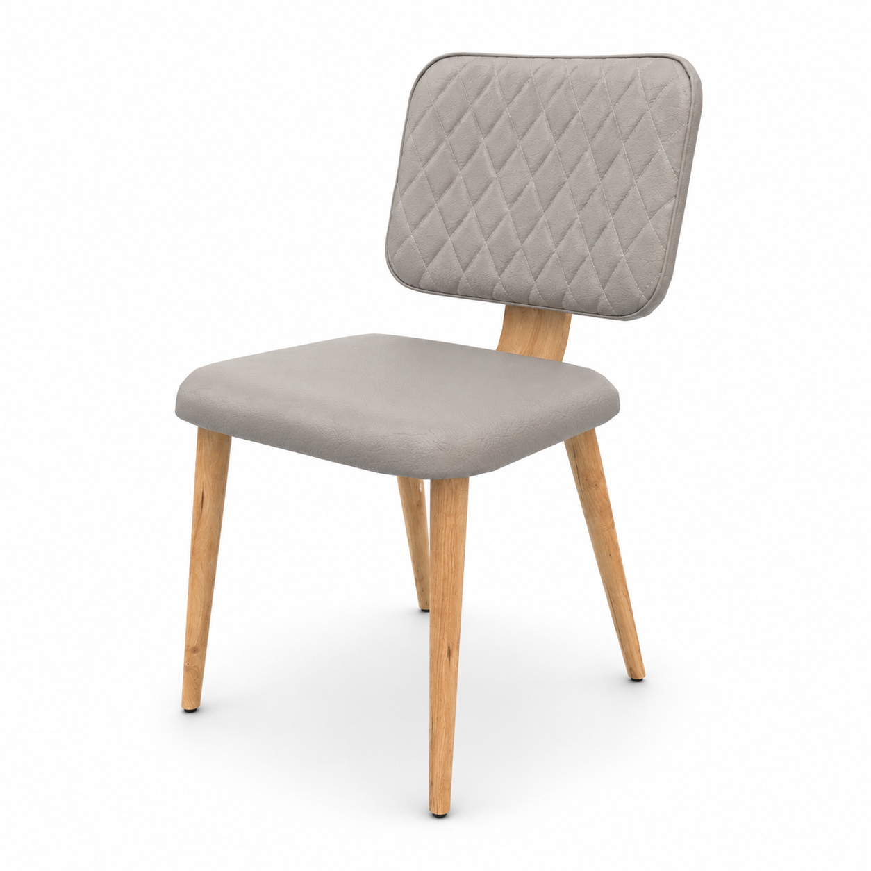 Light Beige Leather Chair with Diamond Quilted Back 3D Model 3