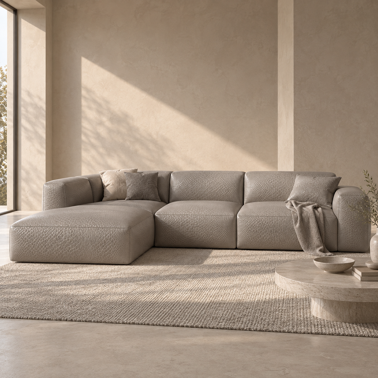 Warm Taupe Reptile Grain Leather Texture 2