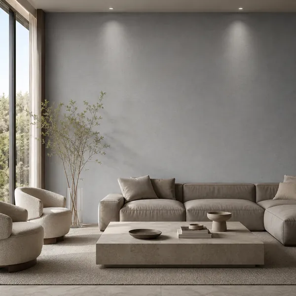 Cool Light Grey Fine Grain Matte Plaster Texture back