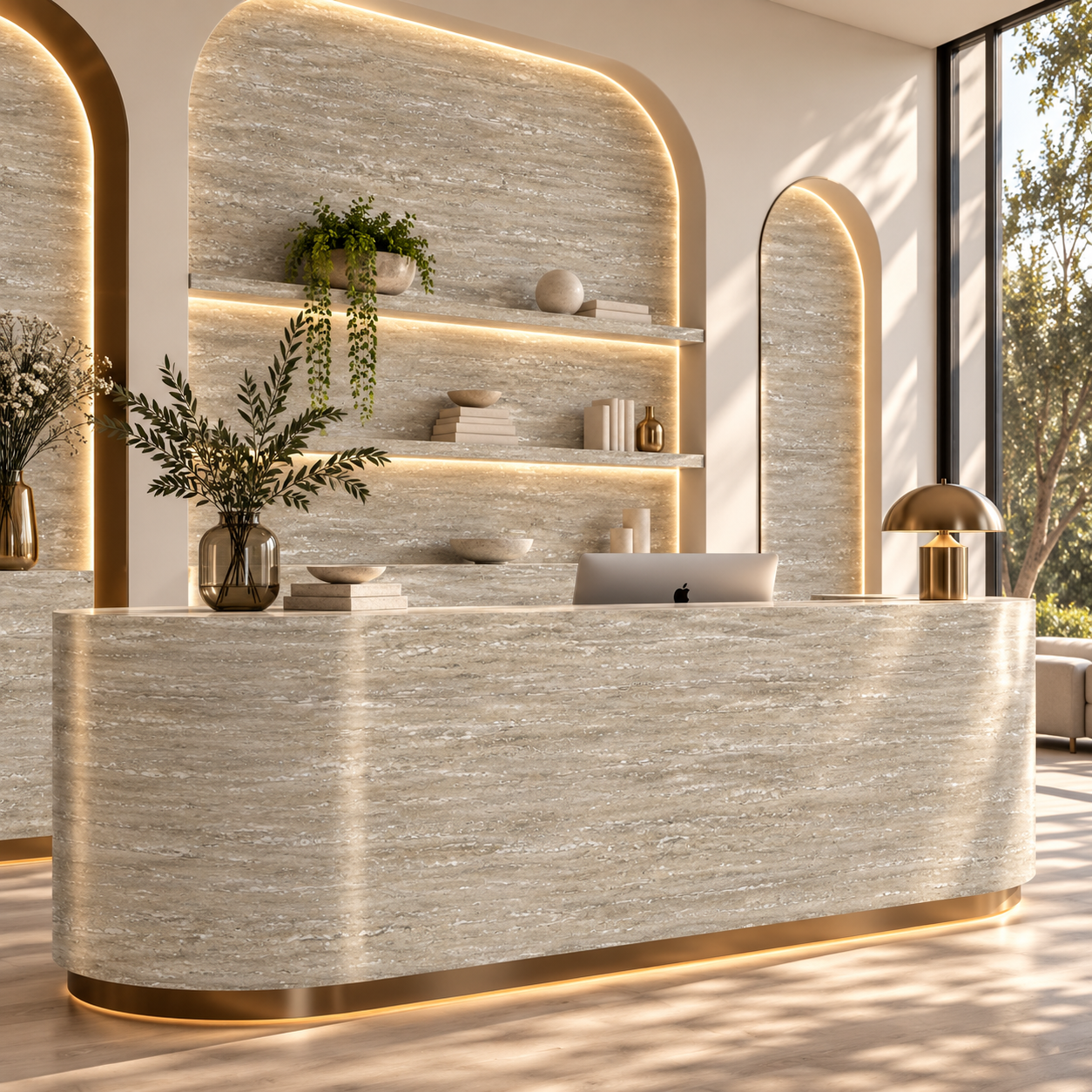 Warm Taupe Beige Soft Layered Travertine Texture 2
