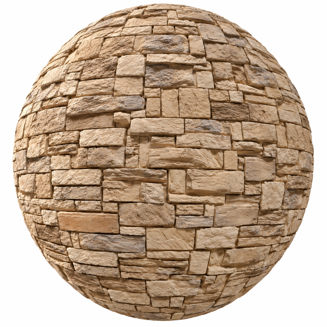 Warm Beige Rough Cut Stacked Stone Wall Texture